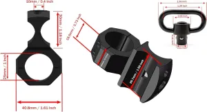 Gotical Tactical Aluminum Shotgun Forend Flashlight Clamp Ambidextrous Sling Mount W/Build-in QD Forward Sling Swivel Socket(1.25 in QD Sand 2 PCS 4x6 mm Gasket Silicone Elastomer Included)