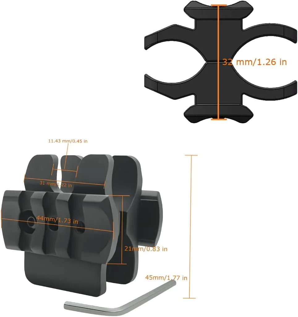 Gotical Tactical Shotgun Barrel Clamp Mount w/Built in 3-Slot Picatinny Rail on Both Sides (2 PCS 4x6 mm Gasket Silicone Elastomer Included)