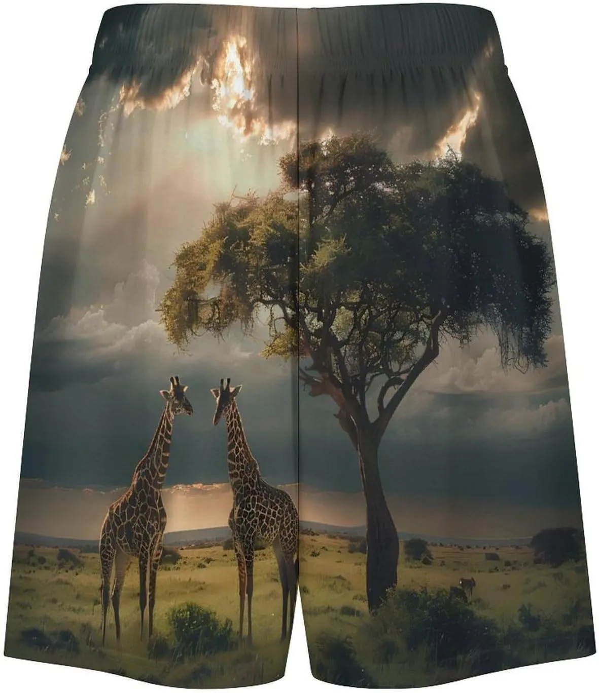 Grassland Giraffes Men's Pajama Shorts Breathable Bottoms Sleep Shorts Lounge Pants Soft Pj Sleepwear
