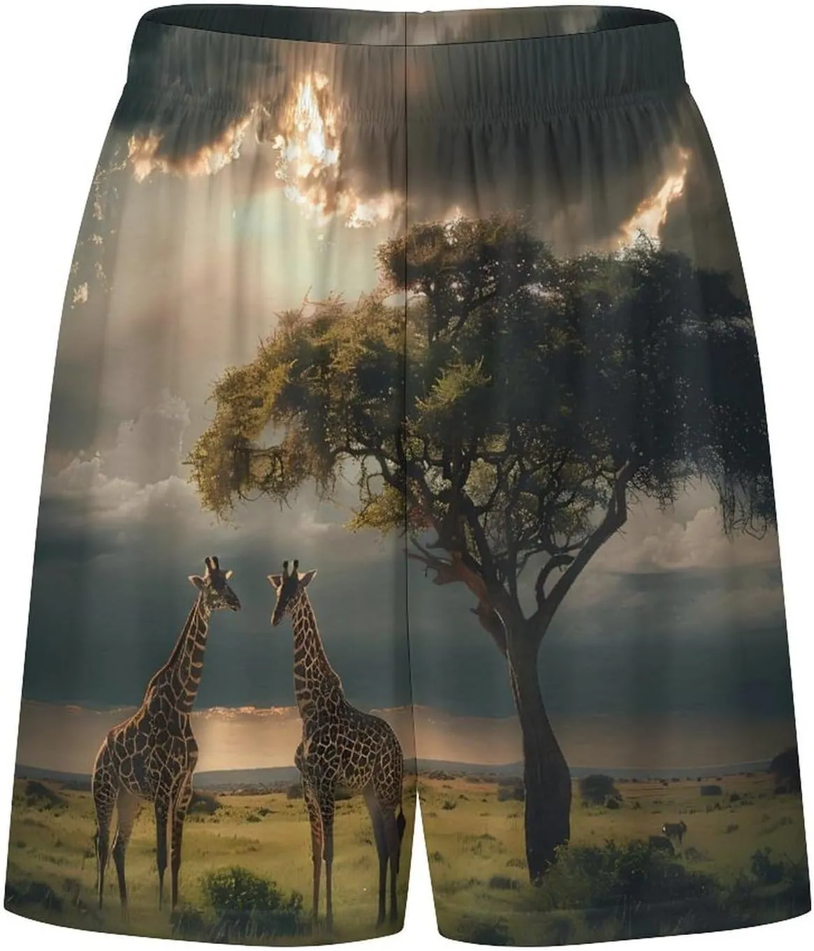 Grassland Giraffes Men's Pajama Shorts Breathable Bottoms Sleep Shorts Lounge Pants Soft Pj Sleepwear
