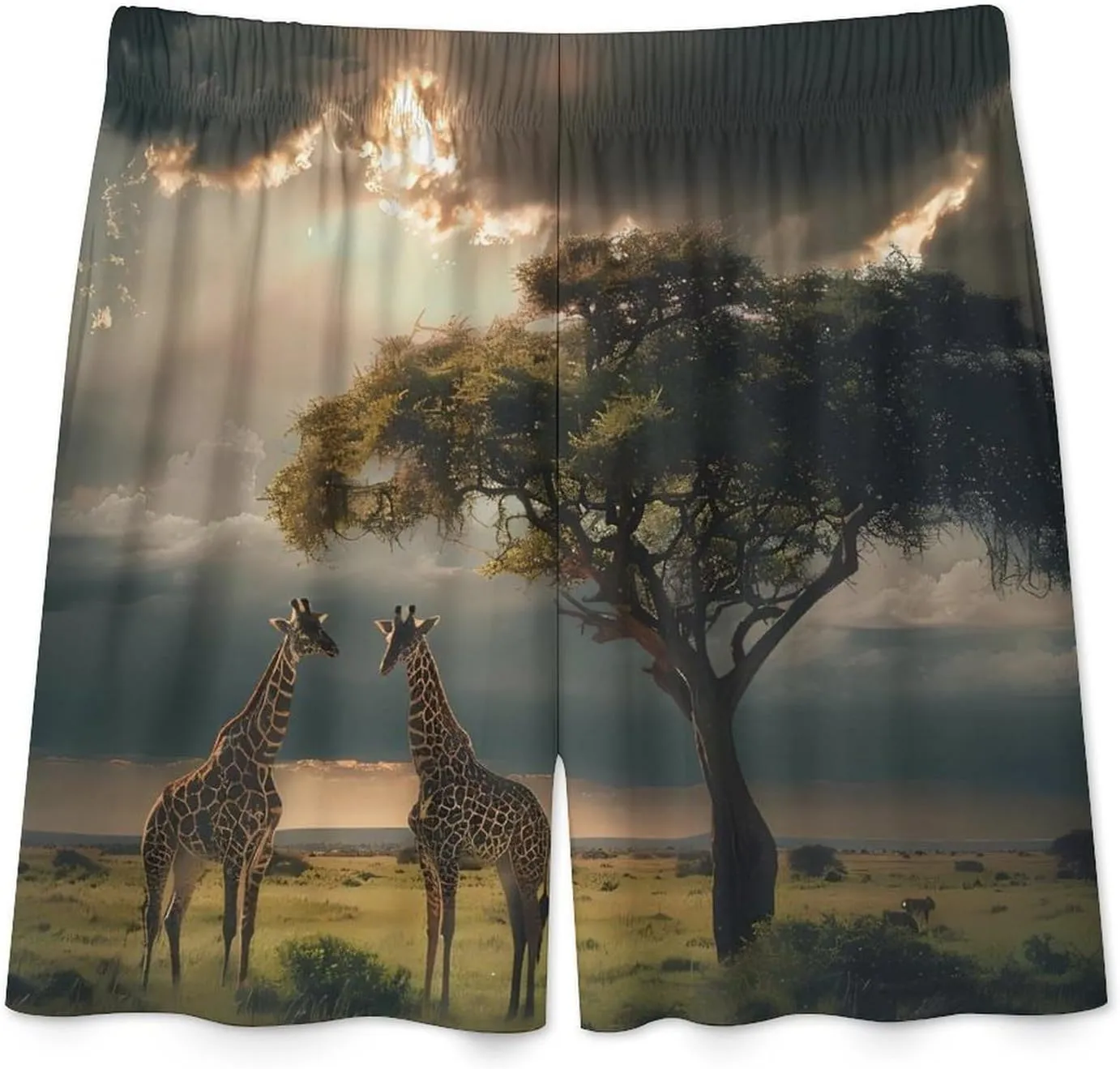 Grassland Giraffes Men's Pajama Shorts Breathable Bottoms Sleep Shorts Lounge Pants Soft Pj Sleepwear