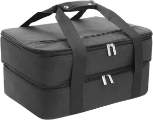 Grebest Picnic Bag Food Storage Bag Lunch Bag Zipper Closure Expandable Insulated Bento Bag Thermal Bag for Office School Picnic Black