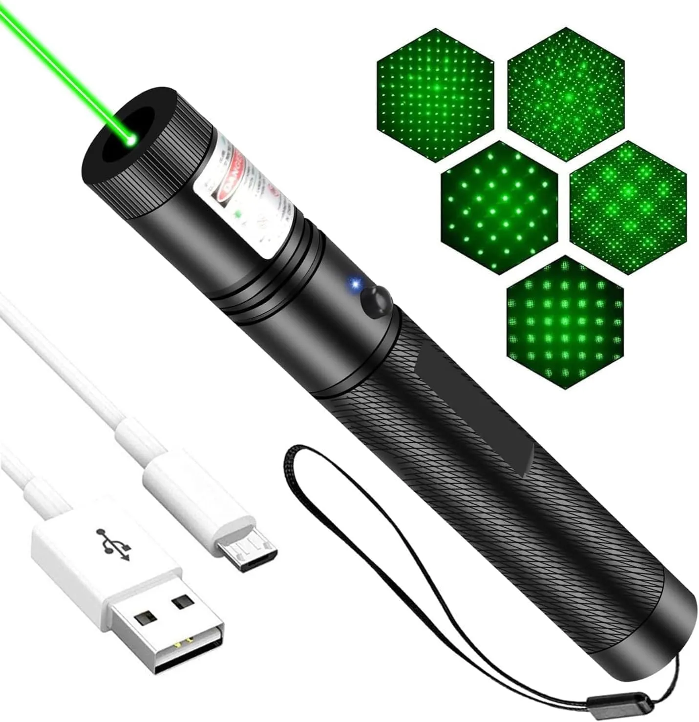 Green High Power Laser Pointer, Long Range Laser Pointer High Power Flashlight, for TV/LED/LCD Screens Tactical Flashlights Presentation Office/Outdoors/Astronomic/Construction