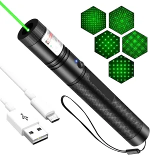 Green High Power Laser Pointer, Long Range Laser Pointer High Power Flashlight, for TV/LED/LCD Screens Tactical Flashlights Presentation Office/Outdoors/Astronomic/Construction