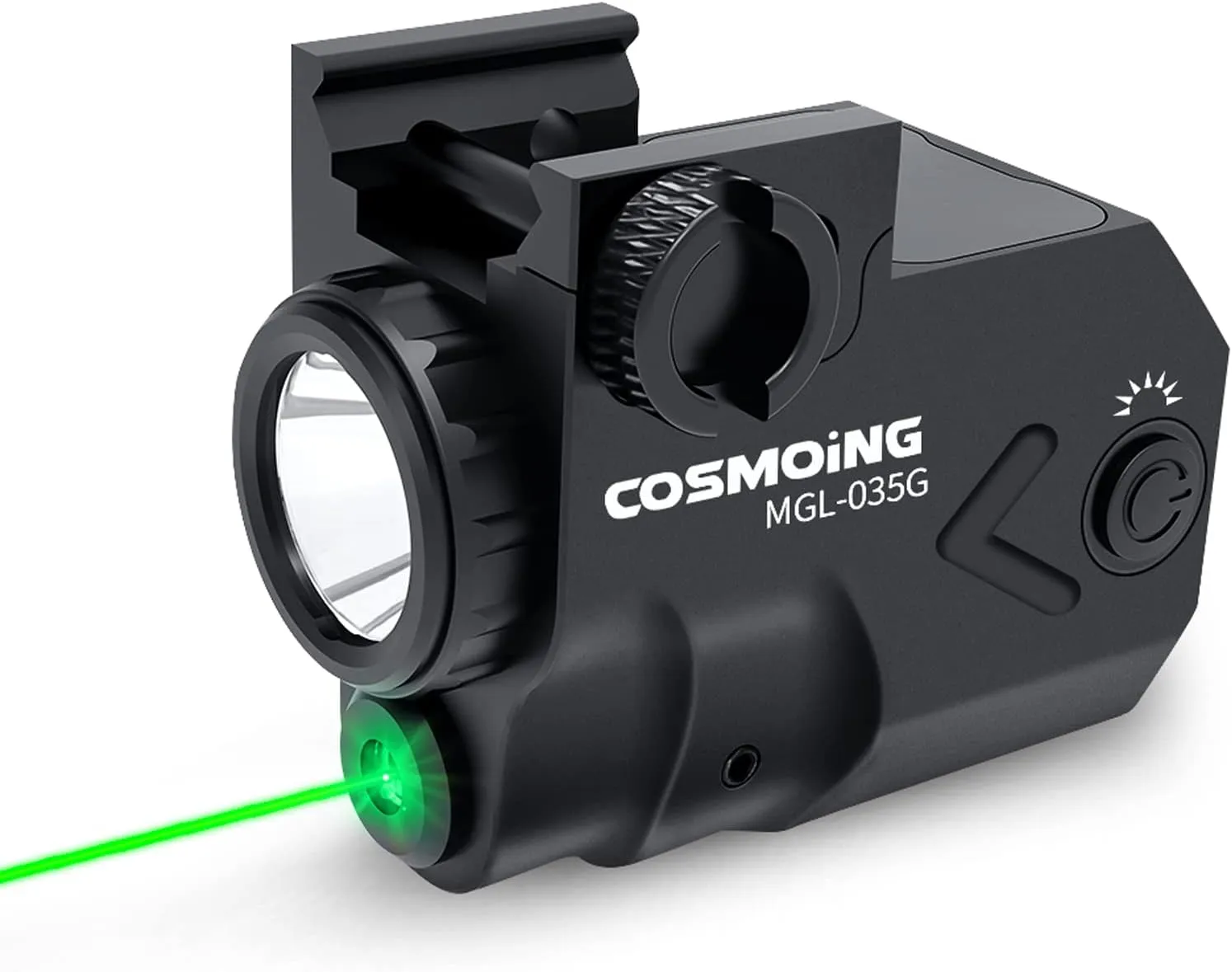Green Laser Light Combo, 900 Lumen USB C Rechargeable Flashlight Laser Combo with Strobe Function for Rifles with Picatinny Rail Mount