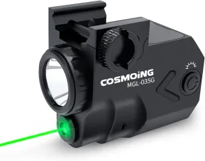 Green Laser Light Combo, 900 Lumen USB C Rechargeable Flashlight Laser Combo with Strobe Function for Rifles with Picatinny Rail Mount