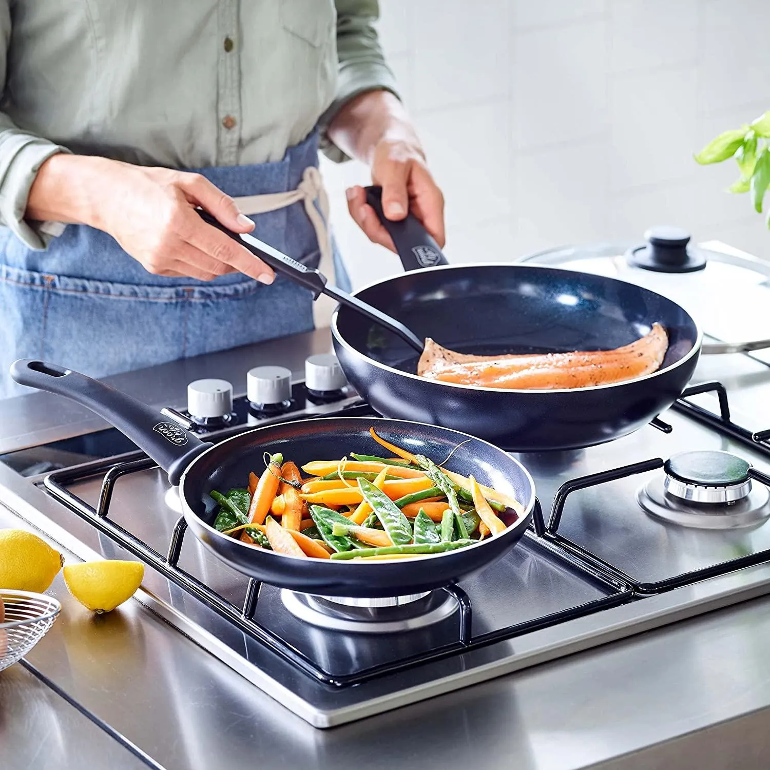 GreenLife Soft Grip Diamond Healthy Ceramic Nonstick, 16 pc Cookware Pots and Pans Set, PFAS-Free, Dishwasher Safe