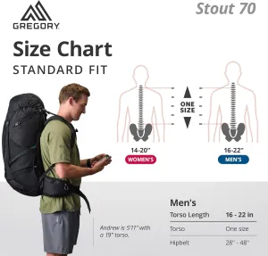 Gregory Stout 70L Unisex Backpacking Pack, Breathable Backpanel, Internal Hydration Sleeve for Water Reservoir (Bladder Not Included), One Size Fits All, Compass Blue