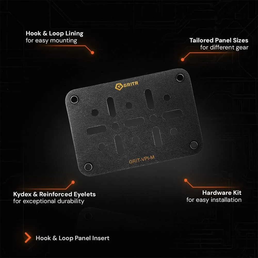 GRITR Kydex Hook & Loop Panel Insert for Holsters, EDC Organizer for Military Gear & Tactical Equipment, Rigid Hook and Loop Panel Backpack Insert w/Hardware Kit