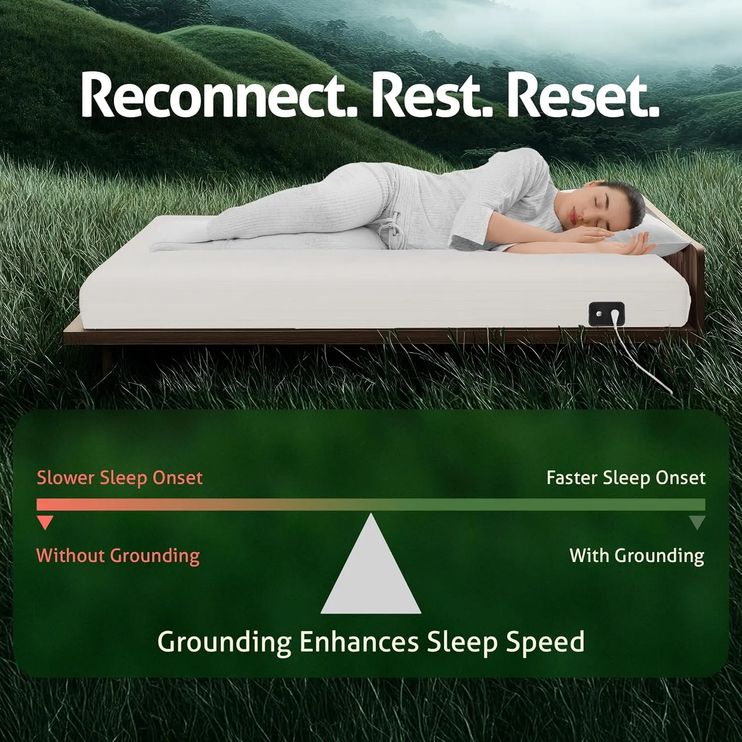 Grounding Sheets Queen Size 60x80x13.5 Inches – 95% Organic Cotton 5% Silver, White Grounded Sheets Queen Size for Overall Improved Wellbeing, with 15 ft Grounding Cord