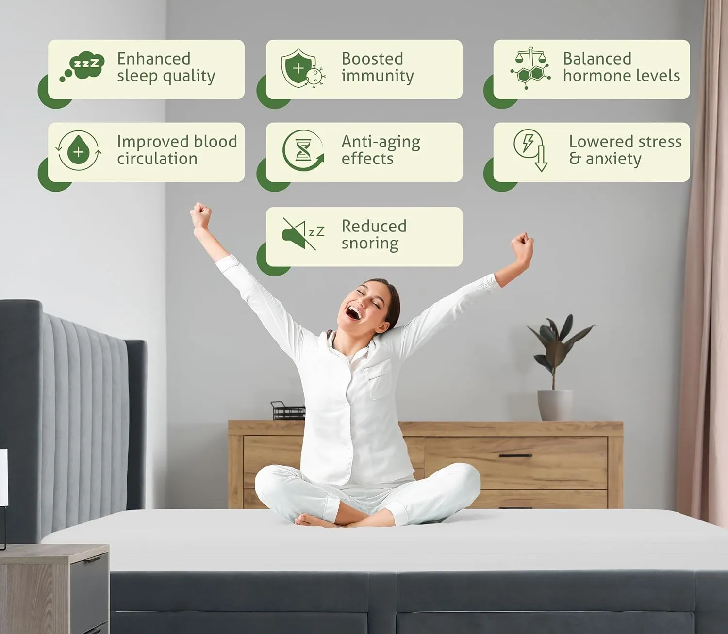 Grounding Sheets Queen Size 60x80x13.5 Inches – 95% Organic Cotton 5% Silver, White Grounded Sheets Queen Size for Overall Improved Wellbeing, with 15 ft Grounding Cord