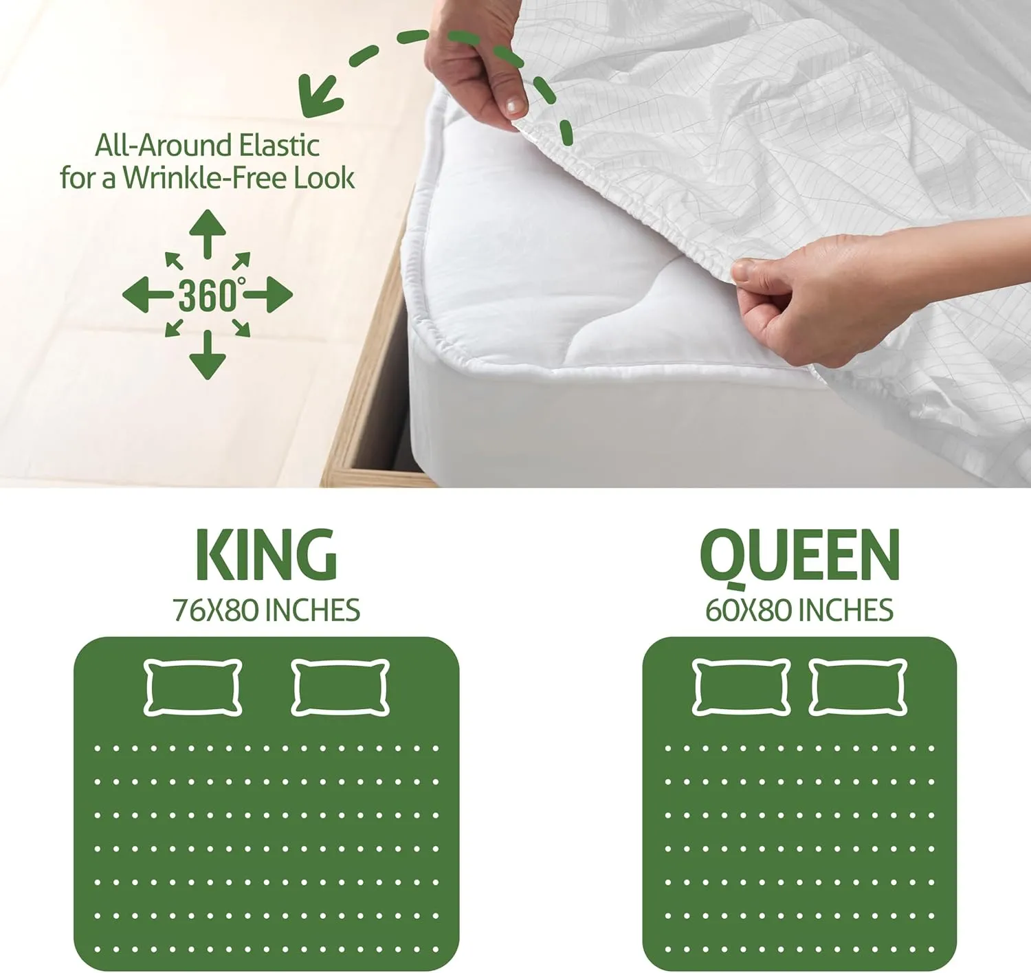 Grounding Sheets Queen Size 60x80x13.5 Inches – 95% Organic Cotton 5% Silver, White Grounded Sheets Queen Size for Overall Improved Wellbeing, with 15 ft Grounding Cord