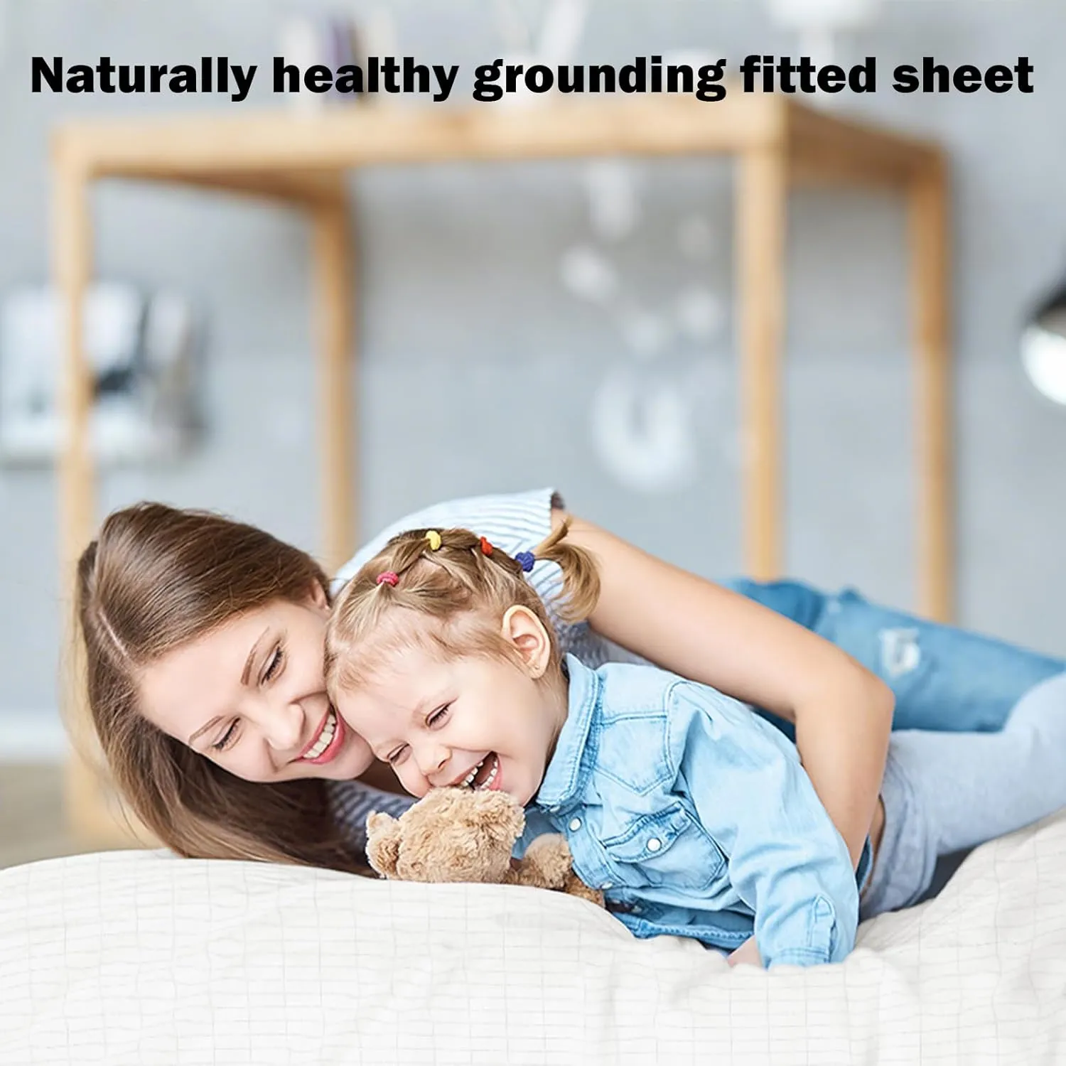 Grounding Sheets,Grounding Fitted Sheet with 15 Feet Cord, Natural Healthy Sleep Solution, Grounding Bed Cover for Enhanced Well-Being(Queen,White)