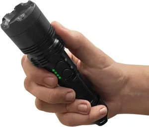 GUARD DOG SECURITY LightSafer Stun Gun with LED Flashlight - Police Strength Stun Gun with Concealed Prong Technology - Rechargeable with Charging Indicator (Black)