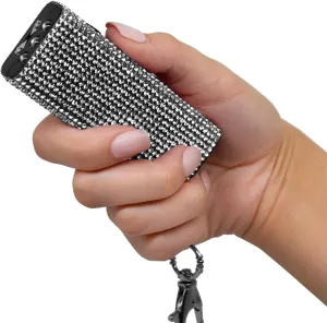 Guard Dog Security Mini Stun Gun Keychain Bling It On, Powerful Stun Gun for Women Self Defense with LED Flashlight, USB Rechargeable, Rhinestone and Compact Design