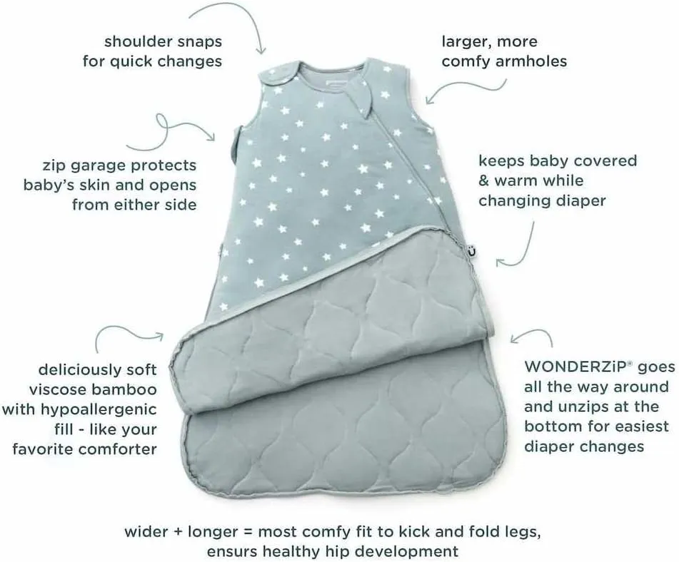GUNAMUNA günamüna Unisex Baby, Toddler Wearable Blanket, Sleeping Bag Bamboo Rayon, Sleep Sack with Diaper Zipper, 1.0 TOG