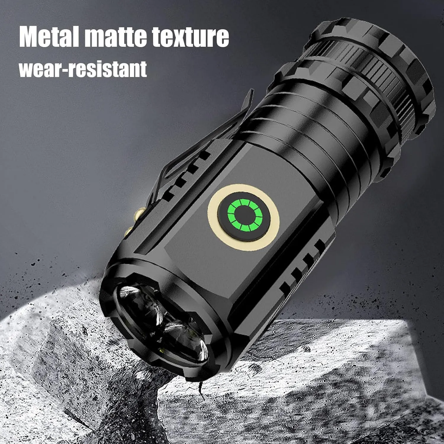 GUSHYjkh High Powered Torches, LED Flashlight, Rechargeable, Compact, 1600 Lumens, 200m Range, 2 x 18350 Li-ion Battery, IPX5 Waterproof, Magnetic Base & Clip, Compact Design, Emergency & Outdoor Use