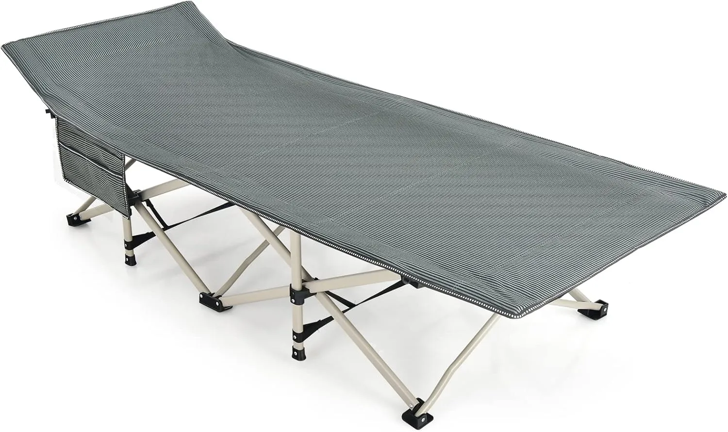 GYMAX Camping Cot, 882 LBS Folding Camping Cot for Adult with Carry Bag & Side Pocket, Heavy Duty Quick Folding Design Camping Bed for Sleeping/Nap, Portable Lightweight Military Cot (1, Grey)