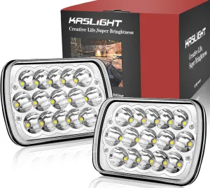 H6054 LED Headlights, Pair Rectangular 5x7 7x6 LED Headlight Hi/Low Sealed Beam Replacement Headlamp Compatible with Jeep Wrangler YJ XJ Chevy Express Ford GMC Savana Toyota Pickup Truck Van