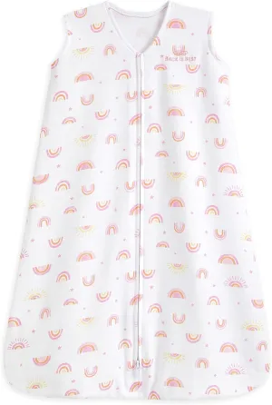 HALO Sleepsack, 100% Cotton Wearable Blanket, Swaddle Transition Sleeping Bag, TOG 0.5, Sunshine Rainbows, Large