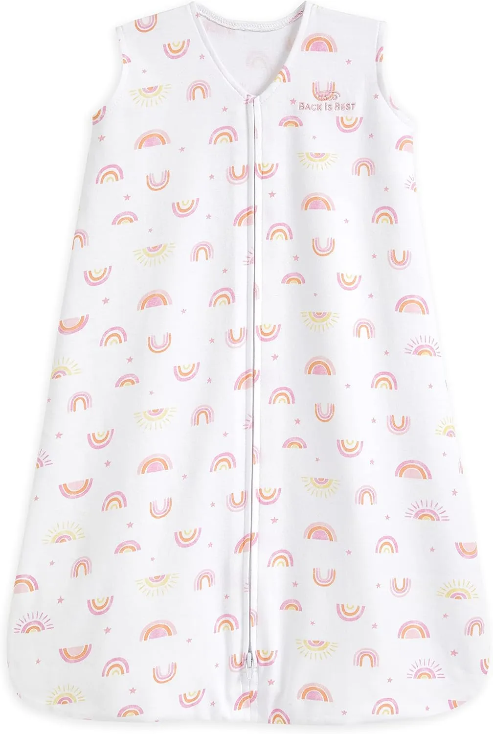 HALO Sleepsack, 100% Cotton Wearable Blanket, Swaddle Transition Sleeping Bag, TOG 0.5, Sunshine Rainbows, Large