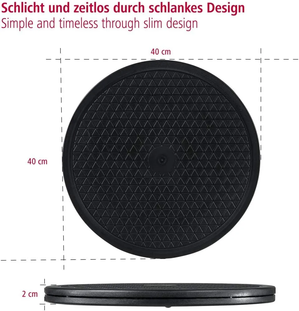 Hama - Universal Round Swivel Platform, 40 cm, Load 100 kg (Ideal for TV, Speakers, Monitors and Cookware), Black