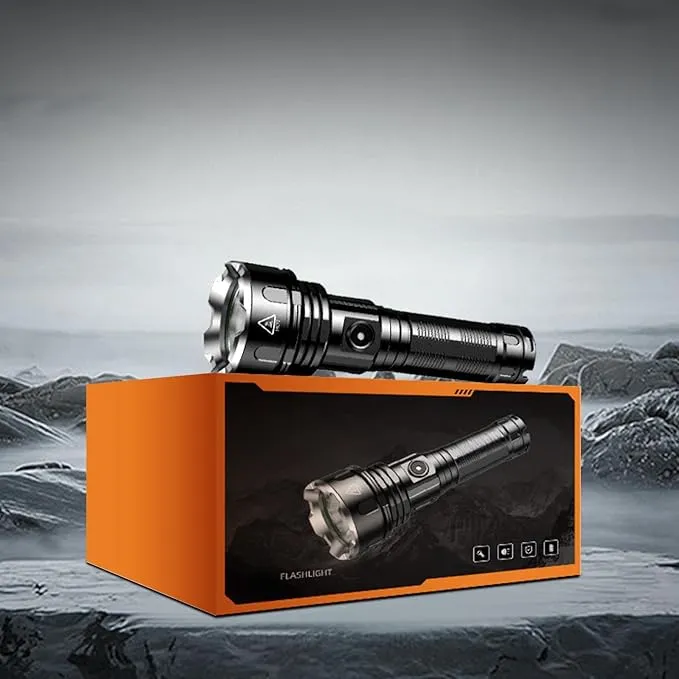 Handheld flashlight, 5 lighting modes, rechargeable flashlight, mobile power flashligh， high-power wick, IP44 waterproof, suitable for daily household use, outdoor hiking, camping, and fish