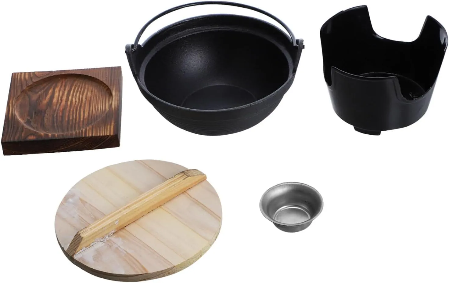 Happyyami 1 Set Outdoor Cooking Pot Cast Sukiyaki Pot with Base for Camping Hiking Picnics Lightweight High Temperature Tolerance Easy to Clean Non Stick Cookware