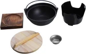 Happyyami 1 Set Outdoor Cooking Pot Cast Sukiyaki Pot with Base for Camping Hiking Picnics Lightweight High Temperature Tolerance Easy to Clean Non Stick Cookware