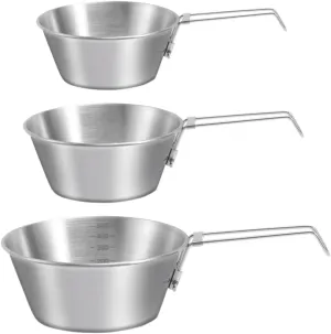 Happyyami Portable Camping Bowl 304 Stainless Steel Folding Bowl with Handle Perfect for Hiking Backpacking Bbq