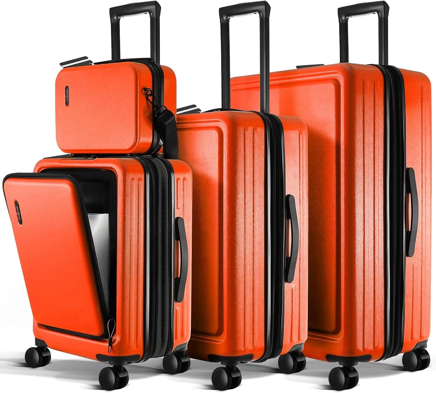 Hard Shell Luggage Sets with Spinner Wheels 4 Piece, Expandable Large Suitcases with TSA Lock, Travel Large Suitcase Set, Orange Luggage Set