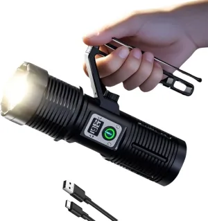 HAUSBELL 3500000 Lumens Rechargeable Flashlight - Worlds Brightest Flashlight, IP65 Waterproof Spotlight with 11 Modes, 1000ft Beam & Power Bank, High-Powered LED Flash Light for Hunting, Camping