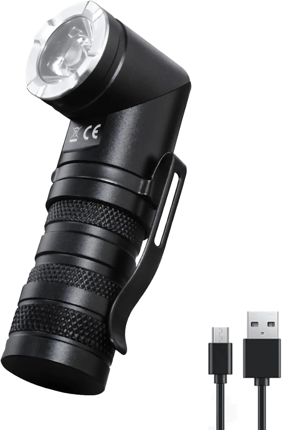 HAUTMEC 1400 Lumen Rechargeable Flashlights LED EDC Flashlight with 90 Degree Flashlight Swivel Head 5 Modes Pocket Flashlight Magnetic Base for Camping, Working, Outdoor, Hiking, Emergency