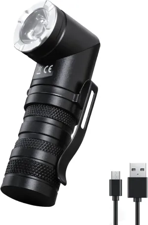 HAUTMEC 1400 Lumen Rechargeable Flashlights LED EDC Flashlight with 90 Degree Flashlight Swivel Head 5 Modes Pocket Flashlight Magnetic Base for Camping, Working, Outdoor, Hiking, Emergency