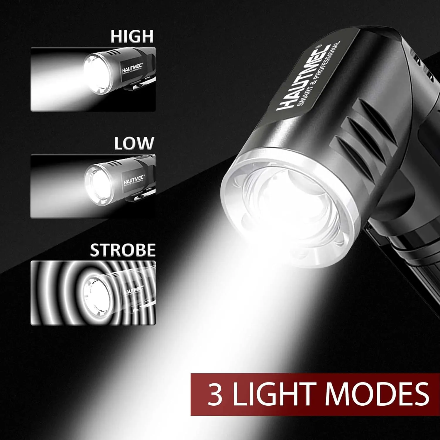 HAUTMEC Rechargeable LED Flashlights 500 High Lumens Super Bright Magnetic Flashlight Waterproof Mini Flashlight 3 Modes Handheld Small Flashlights Powerful for Camping, Outdoor, Hiking(4 Pack)