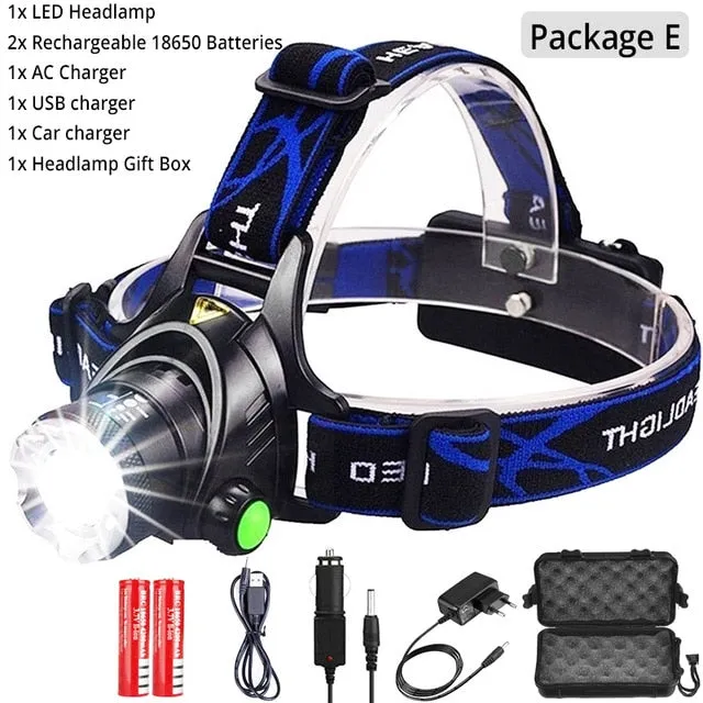 Headlamps 6000lumens Led Headlamp L2/T6 Zoomable