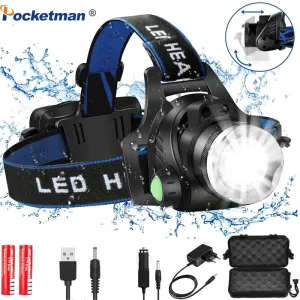 Headlamps 6000lumens Led Headlamp L2/T6 Zoomable