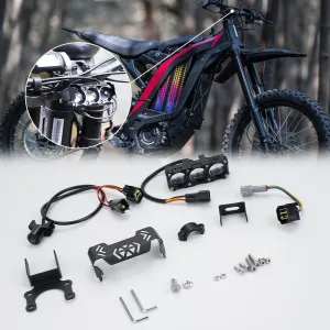 Headlight Kit for Sur-Ron Segway X260 and Talaria Sting R MX4, Bright Clear White 6000K Spot/Headlamp with Headlight Switch & Mount Bracket, Plug & Play High Transmittance Front Lamp
