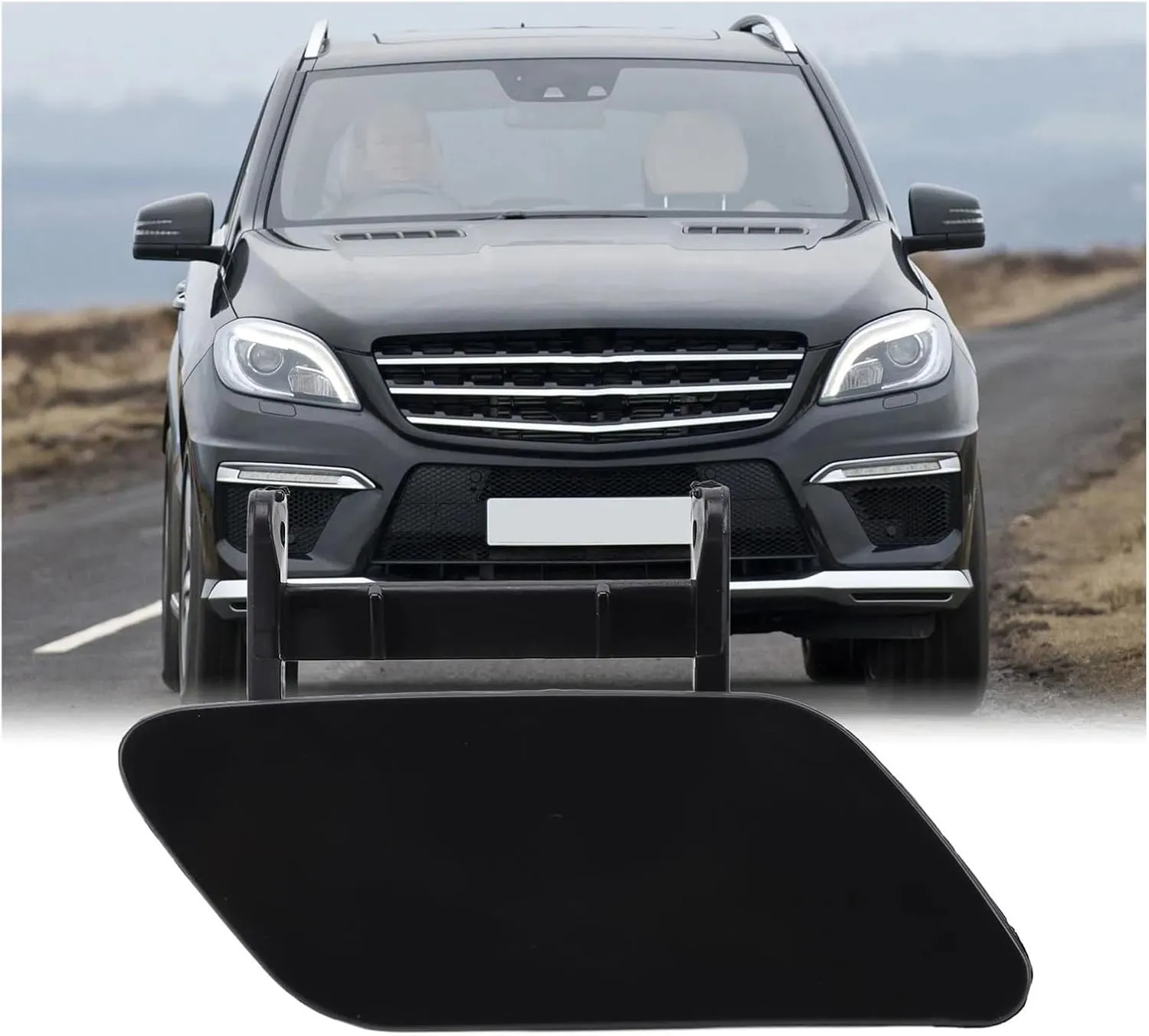 Headlight Washer Cover Cap Headlight Washer Cap Long Lasting Impact Resistant Black Headlamp Washer Nozzle Cover for ML-Class W166 2012 2013 2014 to 2015(Right)
