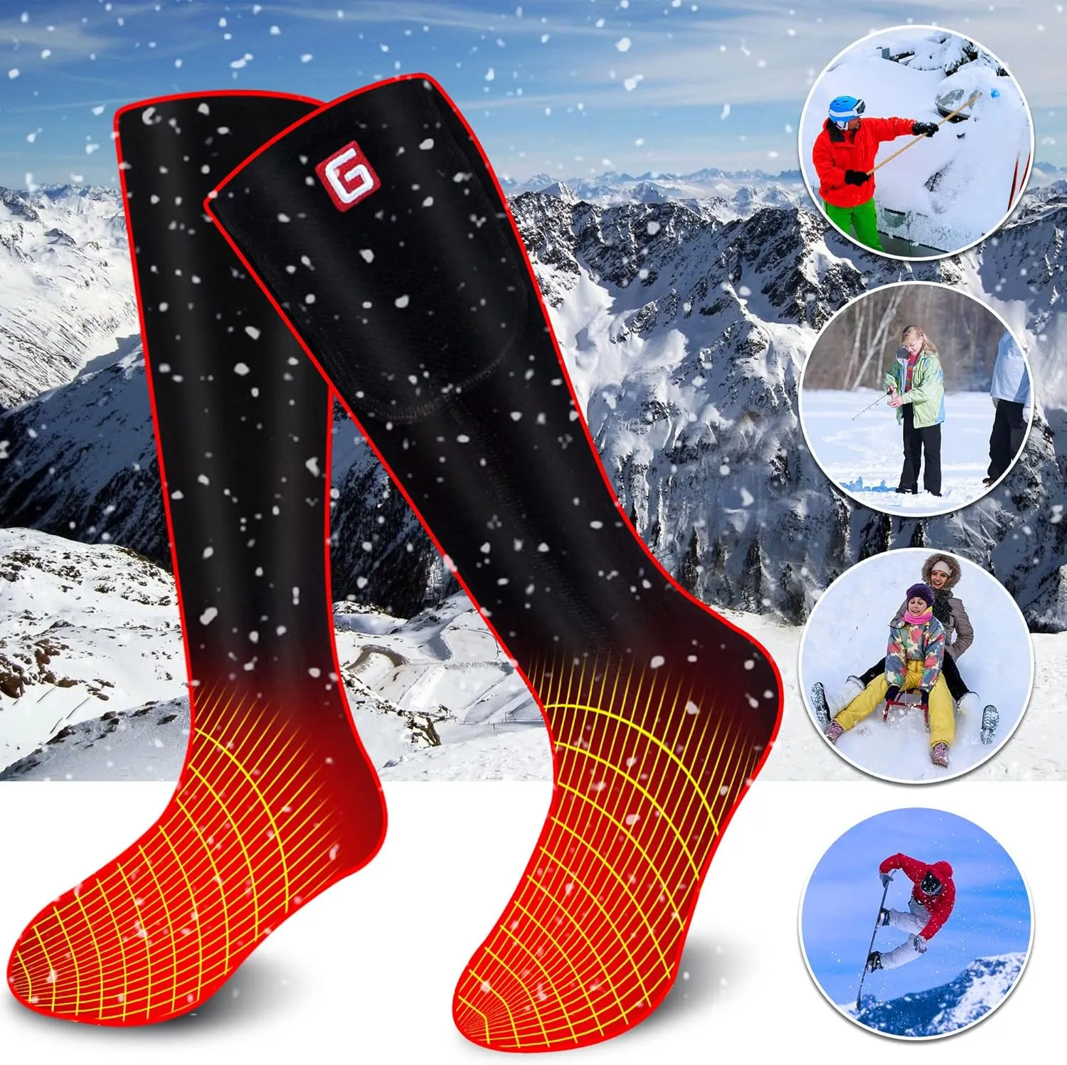 Heated Socks Women Electric Battery Socks Thermal Insulated Socks for Arthritis, Winter Thick Warm Cotton Sox Heating Foot Warmer, Unisex & USA 6-13 Size