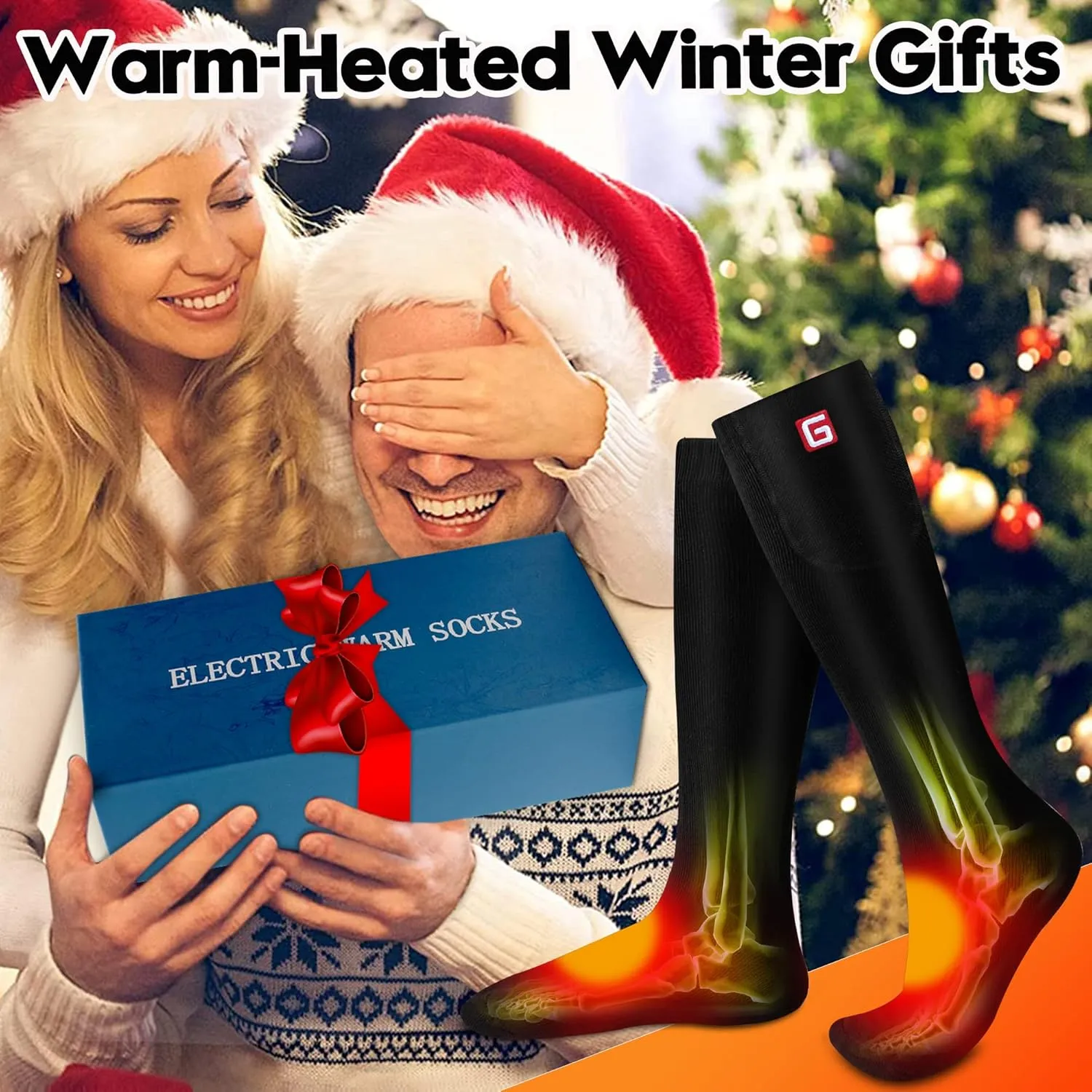 Heated Socks Women Electric Battery Socks Thermal Insulated Socks for Arthritis, Winter Thick Warm Cotton Sox Heating Foot Warmer, Unisex & USA 6-13 Size