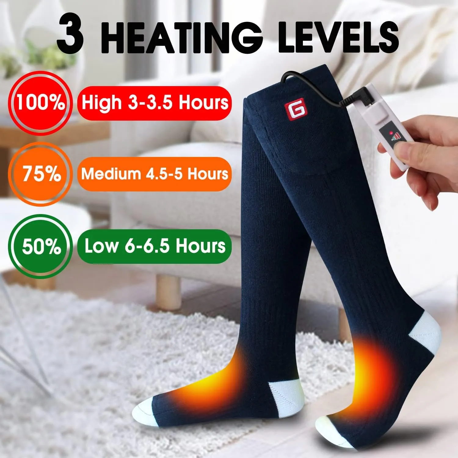 Heated Socks Women Electric Battery Socks Thermal Insulated Socks for Arthritis, Winter Thick Warm Cotton Sox Heating Foot Warmer, Unisex & USA 6-13 Size