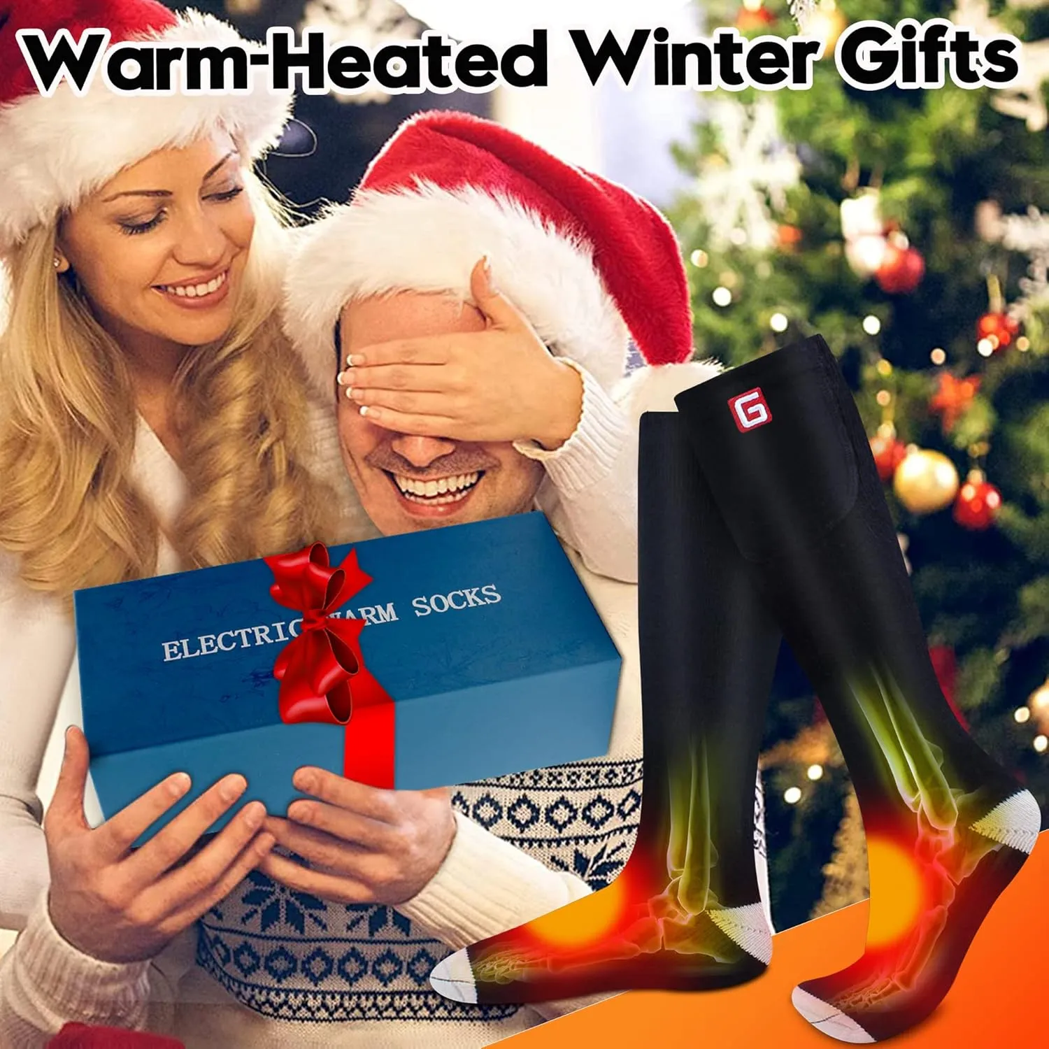 Heated Socks Women Electric Battery Socks Thermal Insulated Socks for Arthritis, Winter Thick Warm Cotton Sox Heating Foot Warmer, Unisex & USA 6-13 Size