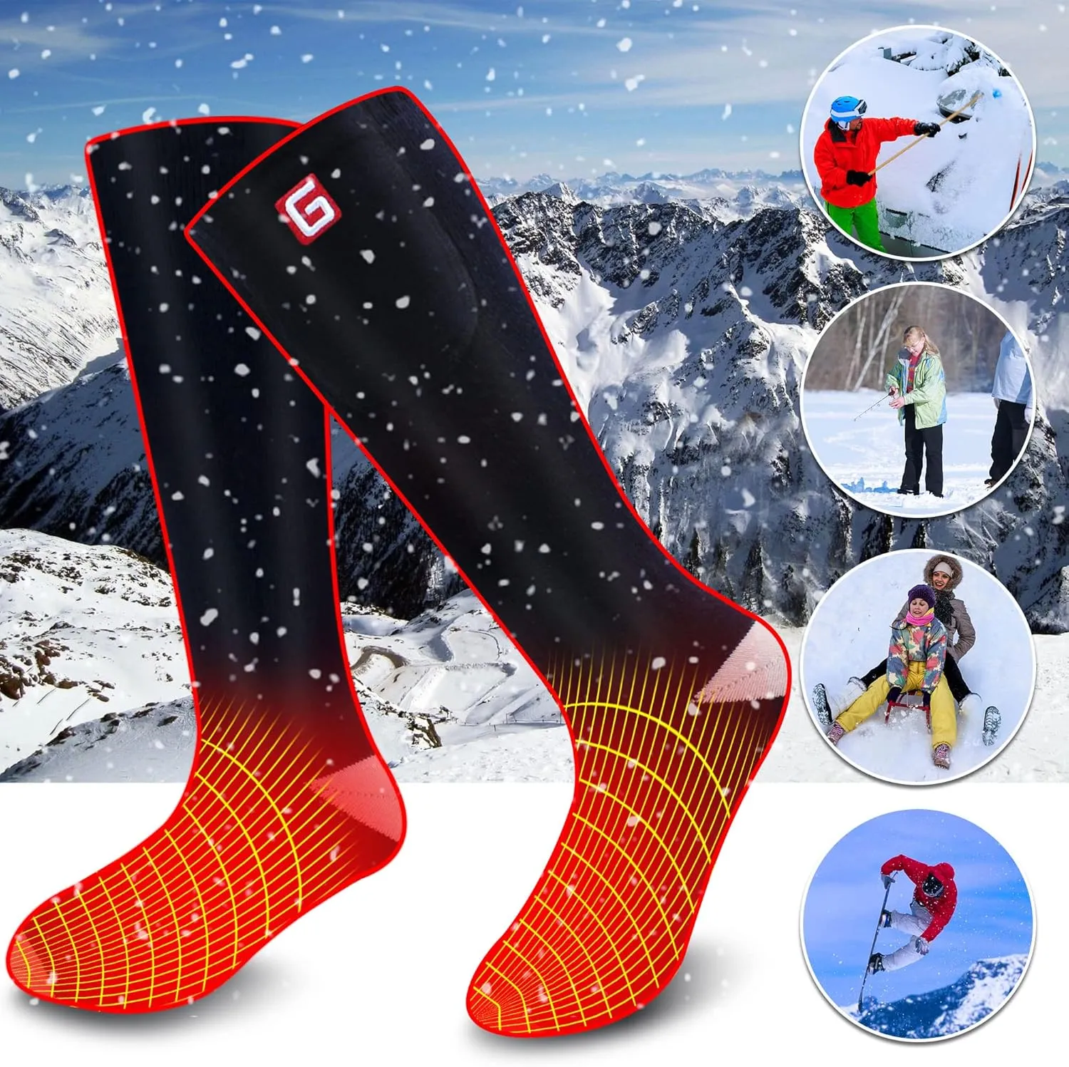Heated Socks Women Electric Battery Socks Thermal Insulated Socks for Arthritis, Winter Thick Warm Cotton Sox Heating Foot Warmer, Unisex & USA 6-13 Size