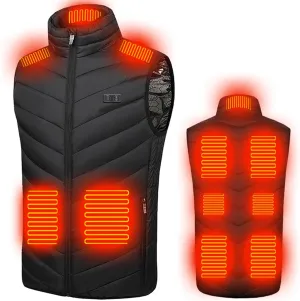 Heated Vest,Sleeveless Sports Jacket with 11 Heating Panels Double Switch USB Winter Thermal Vest Warm Unisex