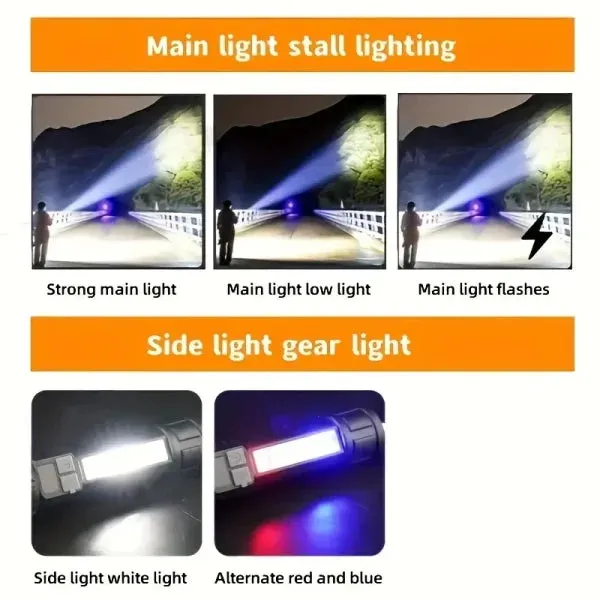 Heinast High Power LED Flashlight – Rechargeable COB Torch