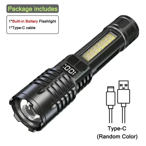 Heinast High Power LED Flashlight – Rechargeable COB Torch