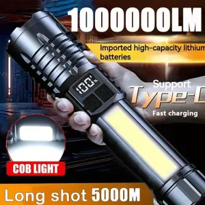 Heinast High Power LED Flashlight – Rechargeable COB Torch