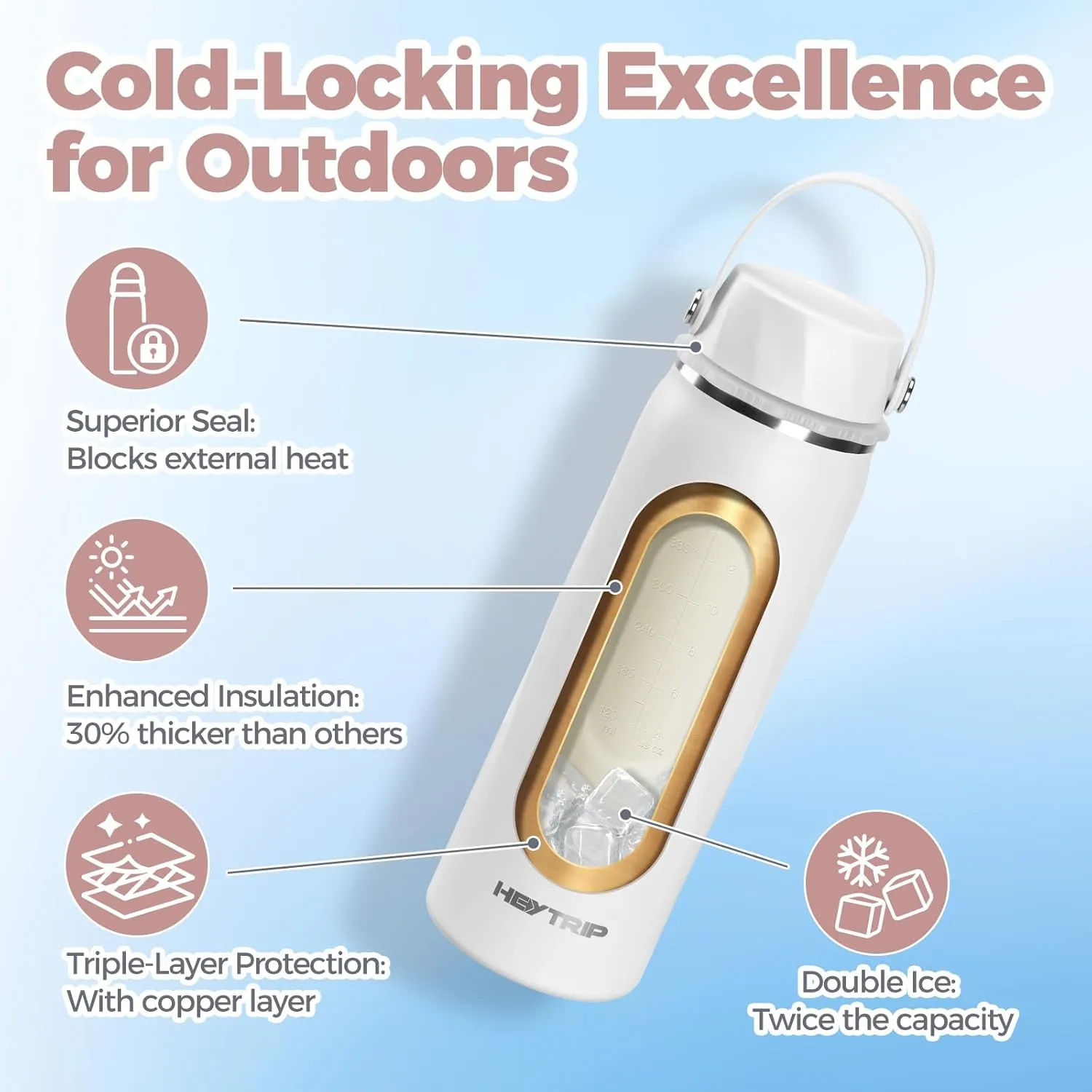 HEYTRIP Vacuum Insulated Breastmilk Cooler Bottle, 20oz Stainless Steel Portable Breastmilk Chiller, Reusable Storage Container Keeps Milk Fresh for 36  Hours, TSA Approved, Snow White