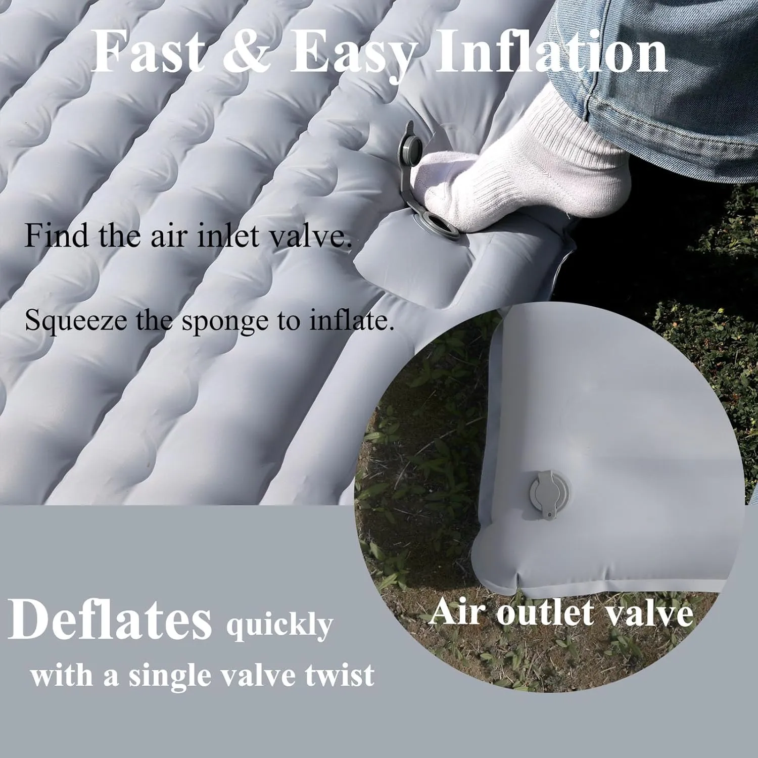 HI FINE CARE Double Camping Pad for 2 Person – Inflatable Sleeping Pad for Tent Camping & Backpacking – Lightweight, Waterproof & Quick Inflation – 4” Thick for Camping, Travel & Guests
